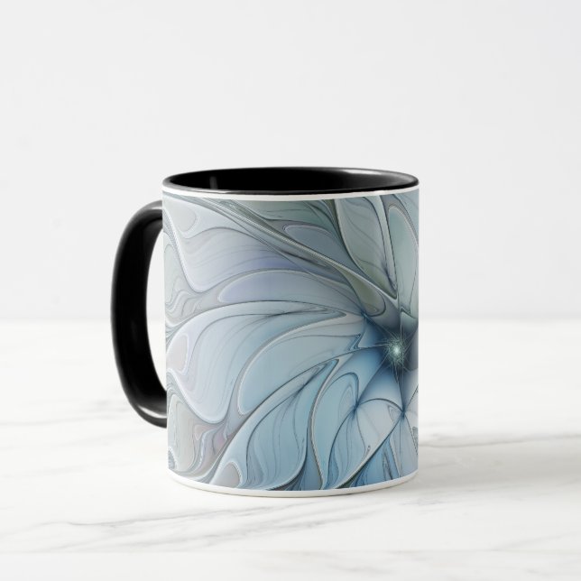Elegant vacker modern abstrakt fraktal konst blomm mugg (Framsida vänster)