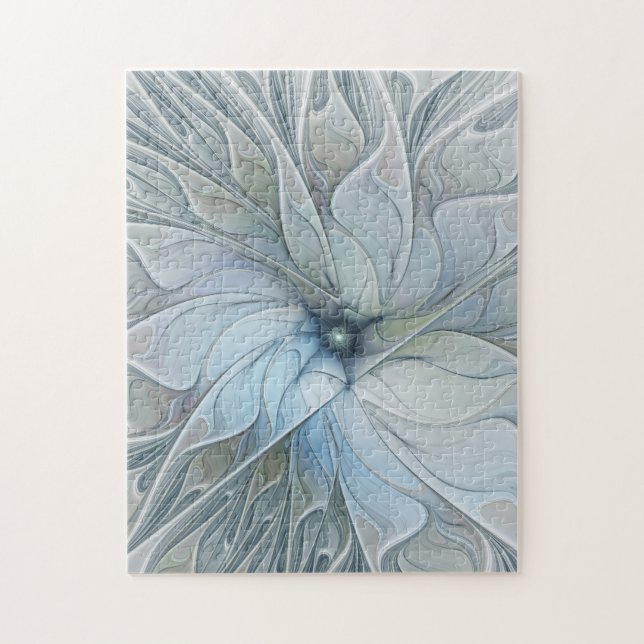 Elegant vacker modern abstrakt fraktal konst blomm pussel (Vertikal)