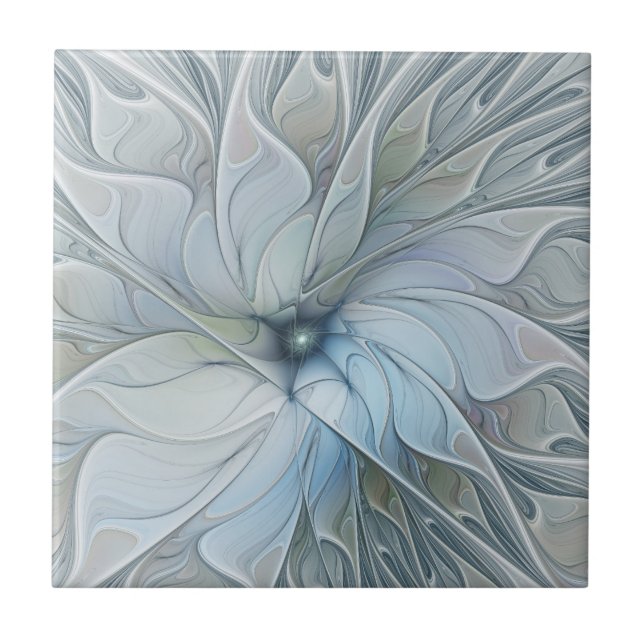Elegant vacker modern abstrakt fraktalkonst blomma kakelplatta (Framsidan)