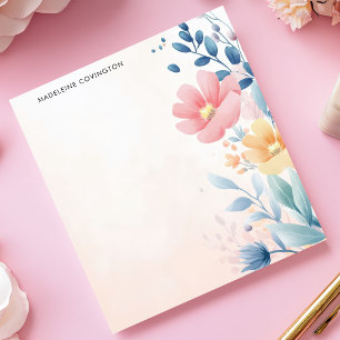 Elegant vacker pastellblommig personlig namn anteckningsblock