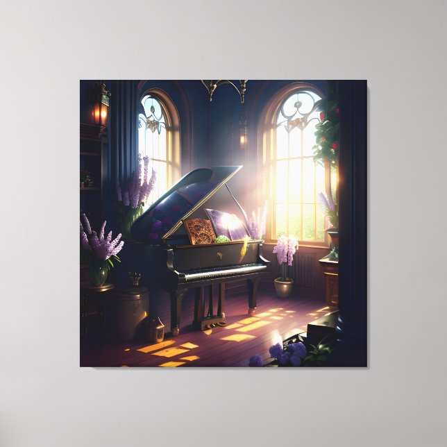 Elegant Vacker Splendor Piano Room 3 Canvastryck (Framsida)