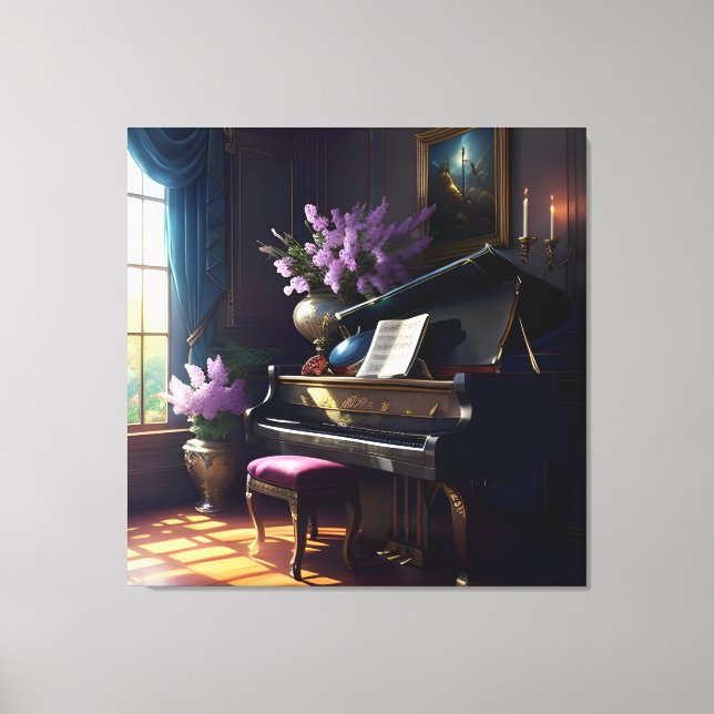 Elegant Vacker Splendor Piano Room 6 Canvastryck (Framsida)
