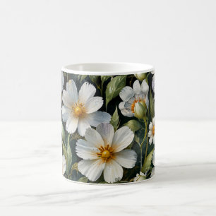 Elegant vacker vita blommor vattenfärg chic kaffemugg