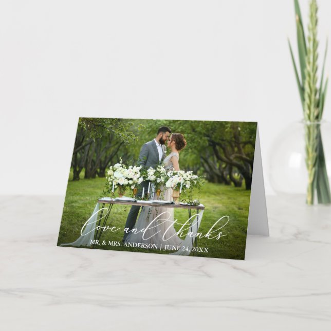 Elegant Vackert Kärlek tack Calligraphy Fold Kort (Framsida)