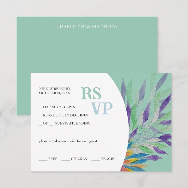 Elegant Vackert Lila Blommigt Vattenfärg OSA Kort (Fram/baksida)