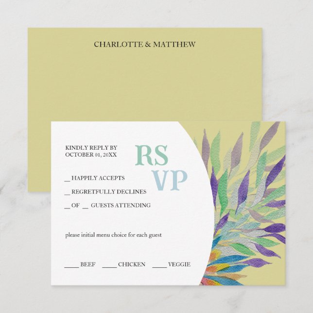 Elegant Vackert Lila Blommigt Vattenfärg OSA Kort (Fram/baksida)