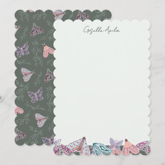 Elegant Vackert pastellhandmålat Twilight Moth Inbjudningar