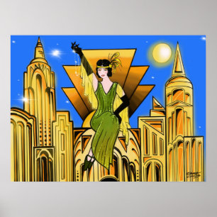 Elegant Vackra Art Deco-inspirerade Poster