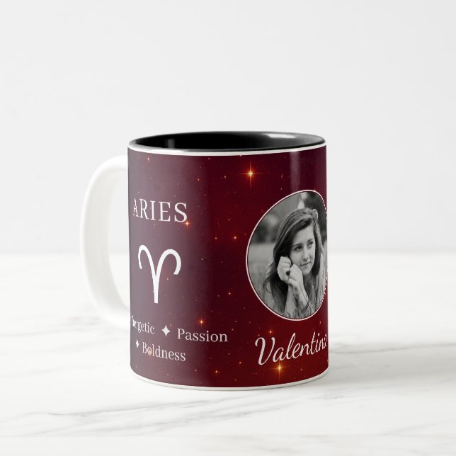 Elegant Väduren Zodiak Symbol Egenskaper Foto Mugg (Framsida vänster)