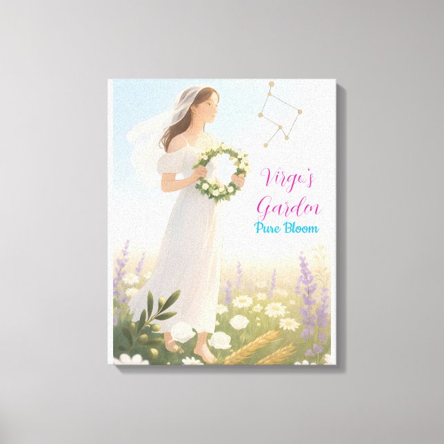 Elegant Våg Zodiac Celestial Blommigt Wall Art Gi Canvastryck (Framsida)