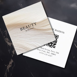 Elegant, vågar, salon, QR-kod Fyrkantigt Visitkort