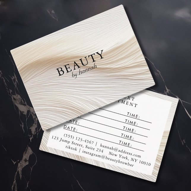 Elegant, vågar, salon, tidsbeställning kort (Elegant, waves, salon, appointment card)