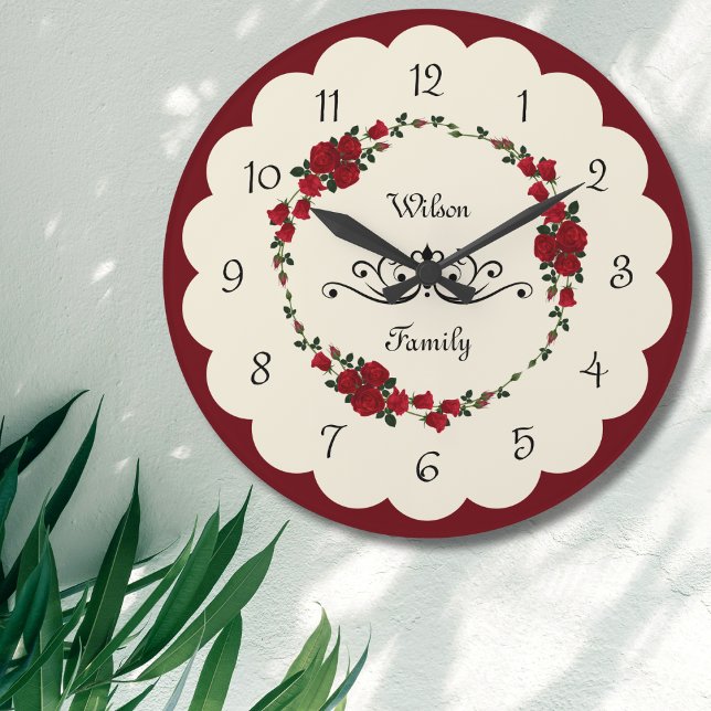 Elegant väggur med rosor - husvärmegåva (Elegant Rose Wall Clock Housewarming Gift)