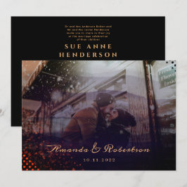 Elegant vågig burgunderfärgad överlagring foto brö inbjudningar