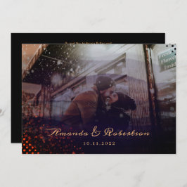 Elegant Vågigt Burgundy Overlay Photo Bröllop Inbjudningar