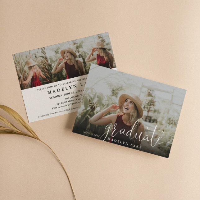 Elegant Vågrät 4 foto 2023 Studenten Invi Inbjudningar (Skapare uppladdad)