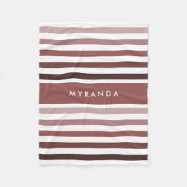 Elegant Vågrät Rand med Namn i mjuk brun Fleecefilt