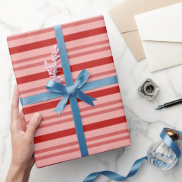 Elegant Vågrät Röda och Rosa Candy cane Rand Presentpapper