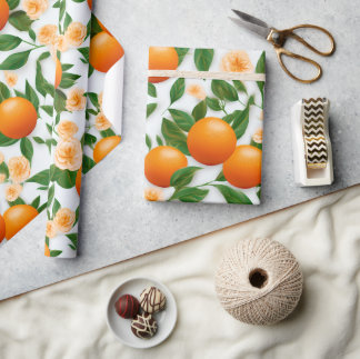 Elegant Valencia Orange Blommigt Presentpapper