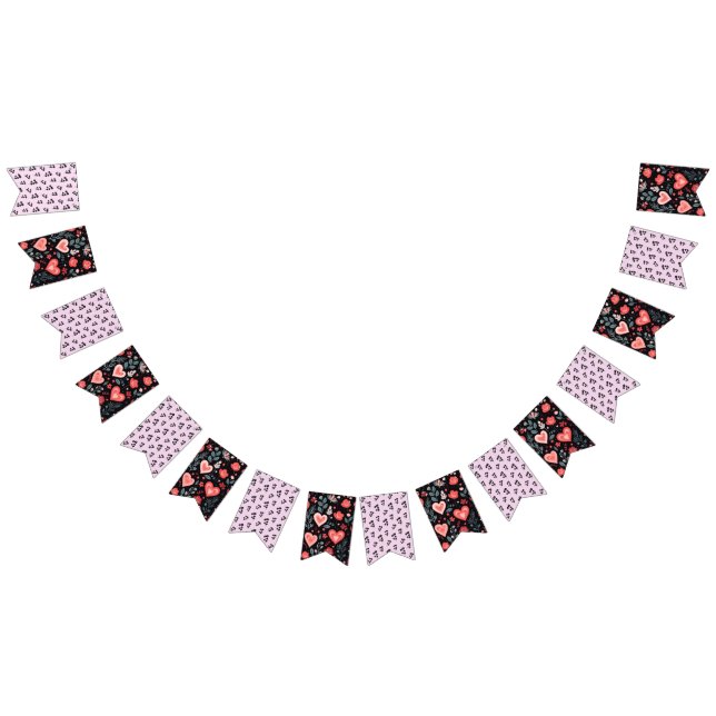 Elegant valentin dag blommig bunting banner vimplar (Alla)