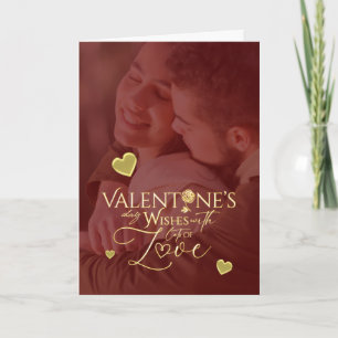 Elegant valentin dag Röd och Guld Kalligrafi Kort