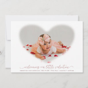 Elegant Valentine Photo Overlay Birth Notice Inbjudningar