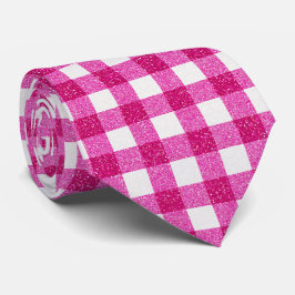 Elegant Valentine Pink Glitter Tartan on White Slips
