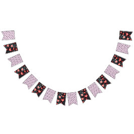 Elegant Valentine's Day floral bunting banner Vimplar
