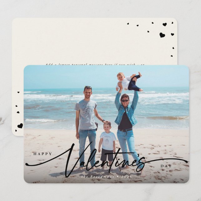 Elegant Valentines day - platta fotokort Julkort (Fram/baksida)