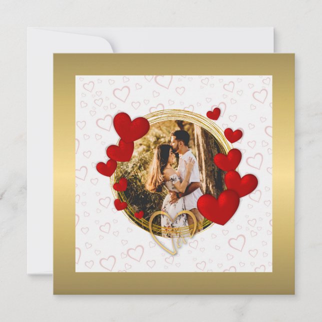 Elegant Valentines, Kärlek, årsdag Red Heart Tack Kort (Framsida)