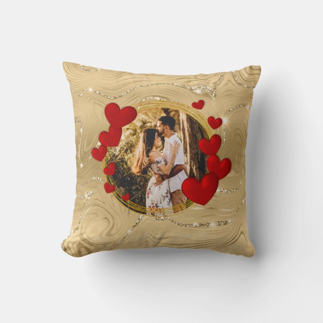 Elegant Valentineser, Kärlek, årsdag Röda hjärtan Kudde (Framsida)