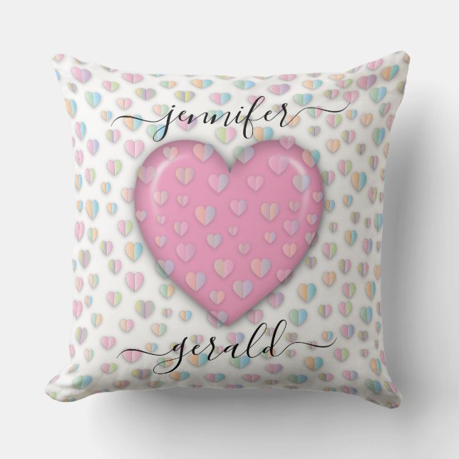 Elegant valentinshjärtdesign kudde (Framsida)