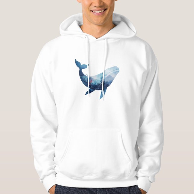 Elegant Valhaj Marinliv Design Hoodie (Framsida)
