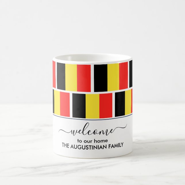 Elegant Välkommen BELGIEN FLAGGA Coffee Mugg (Center)