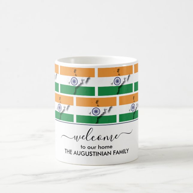 Elegant Välkommen INDIA FLAGGA Coffee Mugg (Center)