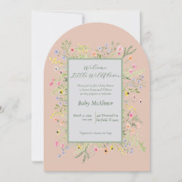 Elegant Välkommen Little Wildblomma Baby Shower Inbjudningar