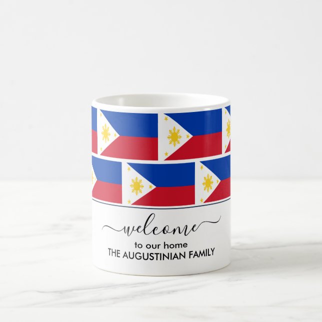 Elegant Välkommen PHILIPPINES FLAGGA Kaffemugg (Center)