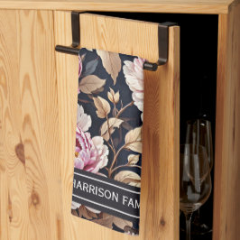 Elegant Välkommen  Rosa Blommigt Peony Kökshandduk