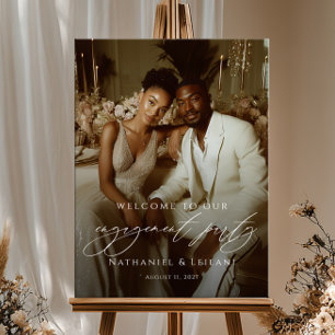 Elegant välkomstfoto för förlovningsfest poster
