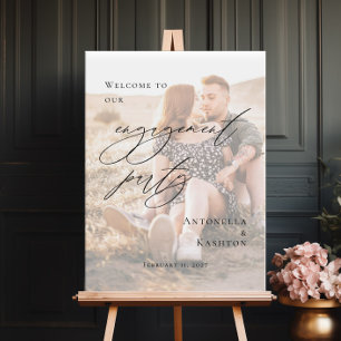 Elegant välkomstskylt för förlovningsfest foto poster