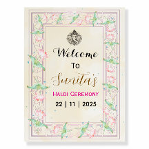 Elegant välkomstskylt för Haldi-ceremoni