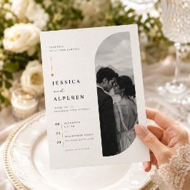 Elegant välvd fotominimalistisk bröllopsinbjudan inbjudningar