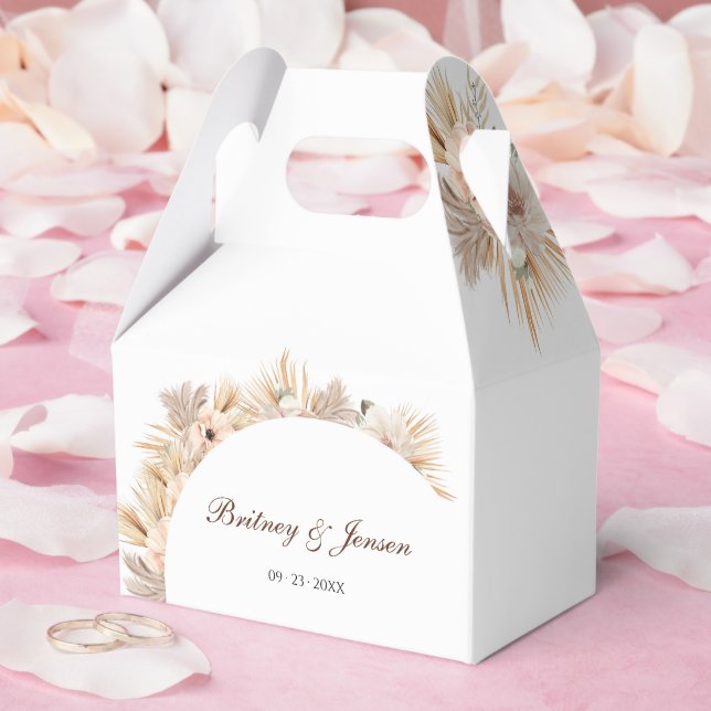 Elegant välvd naturlig boho torkad pampas-estetik presentaskar (Bröllop)