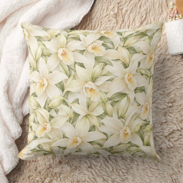Elegant Vaniljblomster Mönster Kudde (Filt)