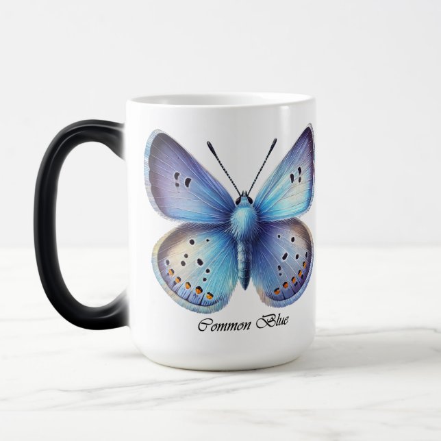 Elegant vanlig blå fjärilslindning  magisk mugg (Vänster)