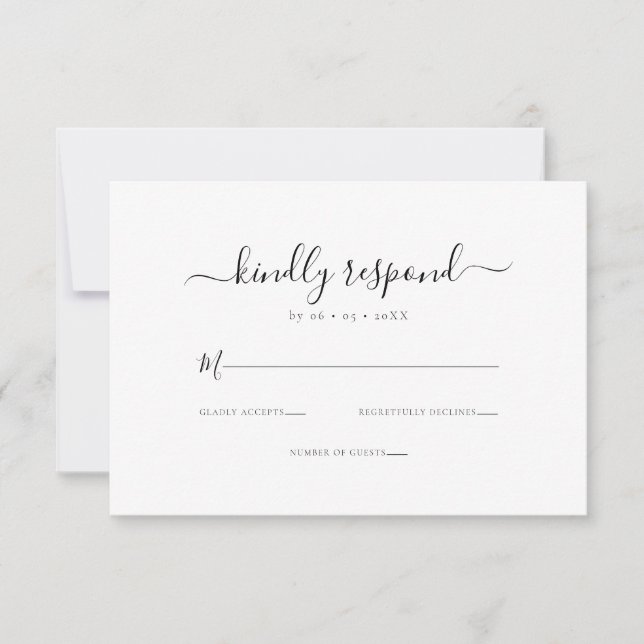 Elegant Vänlig Svar Minimal Bröllops-RSVP (Framsida)