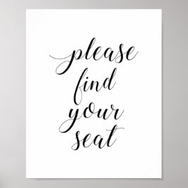 Elegant Vänligen Hitta Din Plats Bröllopsskylt Poster