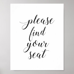 Elegant Vänligen Hitta Din Plats Bröllopsskylt Poster