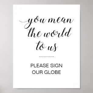 Elegant Vänligen Signera Vår Glob Bröllop Poster