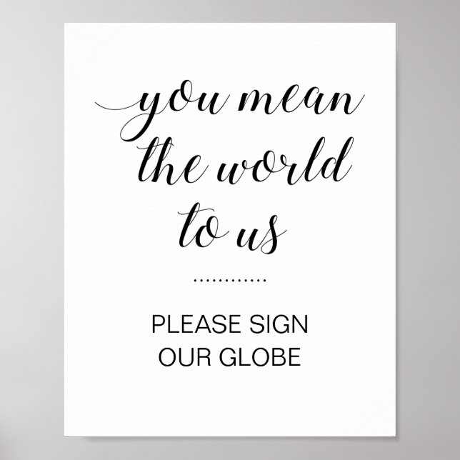 Elegant Vänligen Signera Vår Glob Bröllop Poster (Framsidan)